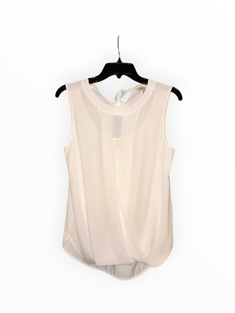 41 Hawthorn White Sleeveless Blouse Tie Back Draped Womens Small Office Layer